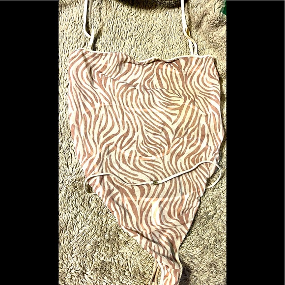 Victoria Secrets Bodysuit Vintage Y2K Tiger Stripe/strapy back/front transparent - Picture 1 of 4
